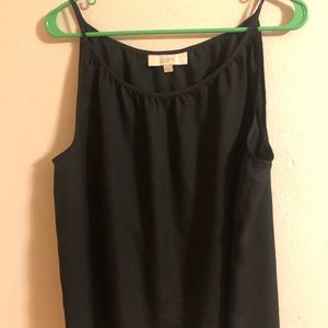 LOFT Shirred Neck Cami in Black, XL